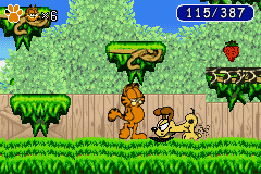 Garfield: The Search for Pooky (Game Boy Advance) screenshot: Get Odie to dig holes and reveal treasures