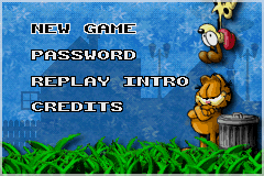 Garfield: The Search for Pooky (Game Boy Advance) screenshot: Main Menu