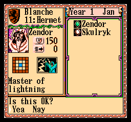 Gemfire (NES) screenshot: Choosing a wizard to join the battle