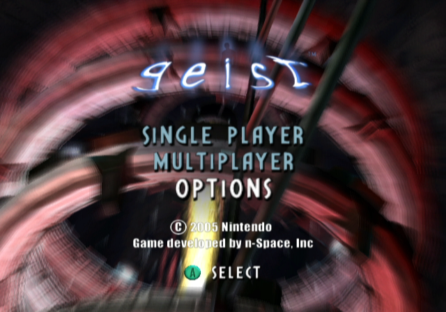 Geist (GameCube) screenshot: Title screen and main menu