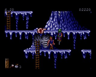 Ghost Battle (Amiga) screenshot: Aliens on pogo sticks! What will they think of next?