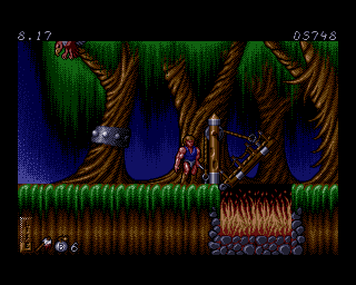 Ghost Battle (Amiga) screenshot: Every stage requires you to complete some kind of a fetch-quest in order to complete it.