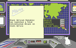 Global Commander (Atari ST) screenshot: Whose side will you take?