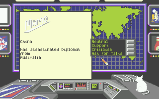 Global Commander (Atari ST) screenshot: This couds spill over into wider trouble