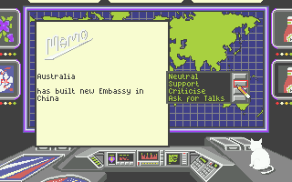 Global Commander (Atari ST) screenshot: International co-operation is always good