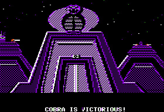 G.I. Joe: A Real American Hero (Apple II) screenshot: I may have failed, but now I know... and knowing is half the battle!