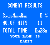 G-Loc: Air Battle (Game Gear) screenshot: Post-game stats