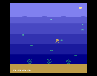 Go Fish! (Atari 2600) screenshot: I'm a small fish in a big ocean. Mustn't overdo it.
