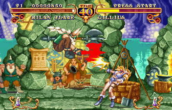 Golden Axe: The Duel (SEGA Saturn) screenshot: At least the CPU makes your demise spectacular.