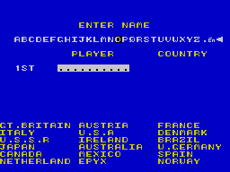 Gold, Silver, Bronze (ZX Spectrum) screenshot: Name entry