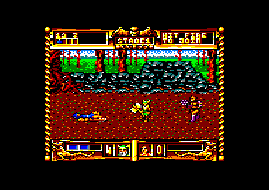 Golden Axe (Amstrad CPC) screenshot: A villain lies dead on the ground