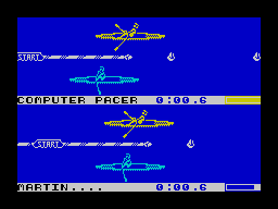Gold, Silver, Bronze (ZX Spectrum) screenshot: Rowing against the ghost ship