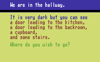 Granny's Garden (Commodore 64) screenshot: This looks kind of like Zork! For people with poor vision!