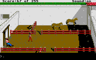 Gold Rush! (Atari ST) screenshot: A coral in Sutter's Fort.
