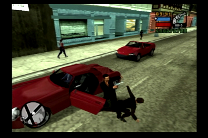 Grand Theft Auto: Liberty City Stories (PlayStation 2) screenshot: I'll take this ride off your hands for you.
