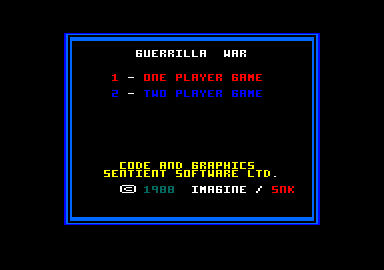 Guerrilla War (Amstrad CPC) screenshot: Menu
