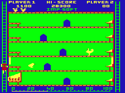Folly Farm's Chicken Run (Dragon 32/64) screenshot: A chick has hatched