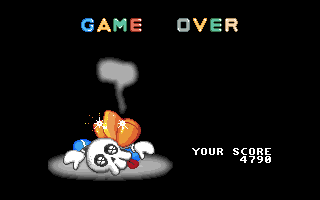 Gunbee F-99: The Kidnapping of Lady Akiko (Amiga) screenshot: Game over!
