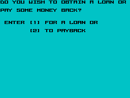 Grid Iron 2 (ZX Spectrum) screenshot: Loan options