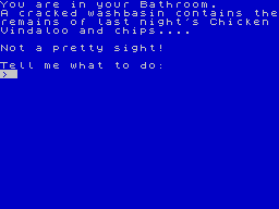 Hampstead (ZX Spectrum) screenshot: The height of slob culture