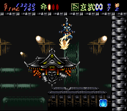 Hagane: The Final Conflict (SNES) screenshot: Attacking from above