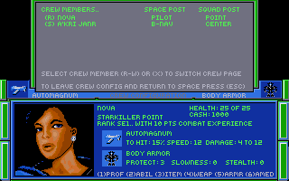 Hard Nova (Atari ST) screenshot: Crew member #1