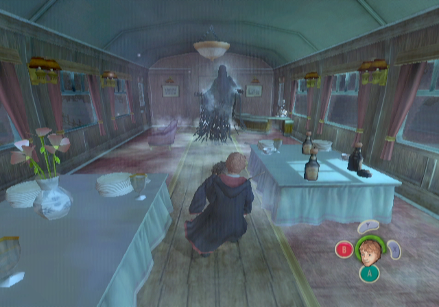 Harry Potter and the Prisoner of Azkaban (GameCube) screenshot: As Ron you need to drag Harry to safety