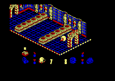Head Over Heels (Amstrad CPC) screenshot: You're supposed to jump these things