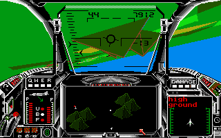 Harrier Combat Simulator (Amiga) screenshot: Flying a barrel roll.