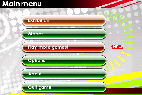 Real Soccer 2009 (Android) screenshot: Main Menu
