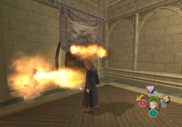 Harry Potter and the Prisoner of Azkaban (GameCube) screenshot: Use spells to reach new areas of the castle