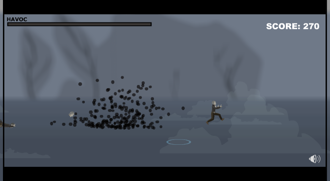 Headless Havoc (Browser) screenshot: You get this cool particle effect when your meter runs out.