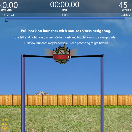 Screenshot of Hedgehog Launch (Browser, 2008) - MobyGames