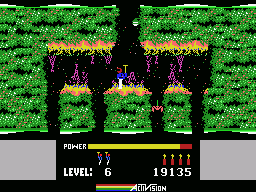 H.E.R.O. (MSX) screenshot: Uh oh, which of these paths is safe?