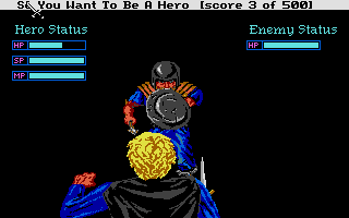 Hero's Quest: So You Want to Be a Hero (Atari ST) screenshot: This brigand is about to run me through!