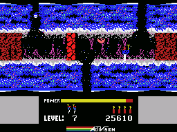 H.E.R.O. (MSX) screenshot: Avoid the deadly lava walls