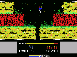 H.E.R.O. (MSX) screenshot: Lava walls can sneak up on you if you land in the wrong location