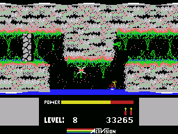 H.E.R.O. (MSX) screenshot: Sinking into the water below...