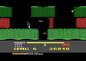 H.E.R.O. (Atari 8-bit) screenshot: This is a well guarded path I need to follow!
