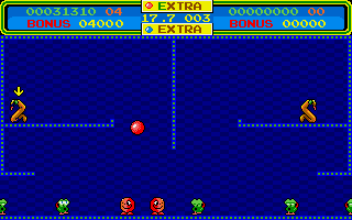 Helter Skelter (Amiga) screenshot: The arrow indicates your next target