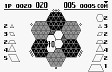 Hexcite: The Shapes of Victory (WonderSwan) screenshot: 10 points!