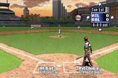 High Heat Major League Baseball 2002 (Game Boy Advance) screenshot: A player going to his position.