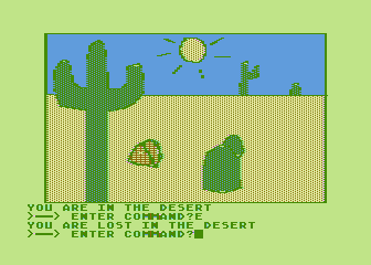 Hi-Res Adventure #2: The Wizard and the Princess (Atari 8-bit) screenshot: There is quite a bit of desert to get lost in