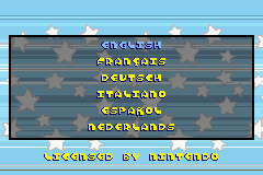 The Powerpuff Girls: Mojo Jojo A-Go-Go (Game Boy Advance) screenshot: Language selection