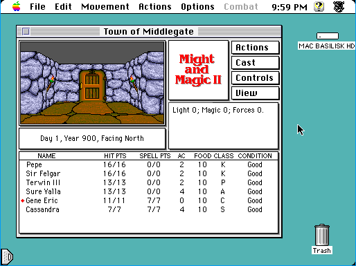 Might and Magic II: Gates to Another World (Macintosh) screenshot: Starting the game