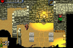 The Hobbit (Game Boy Advance) screenshot: Just hanging around. You can also see a simple puzzle on the floor