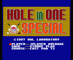 Hole in One Special (MSX) screenshot: Play Select