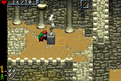 The Hobbit (Game Boy Advance) screenshot: Solving this puzzle requires pushing statues around