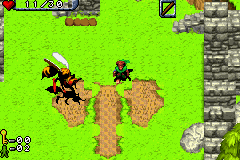 The Hobbit (Game Boy Advance) screenshot: Now THAT is a big wasp! I didn't think there was nuclear waste in Middle Earth to create such creatures...