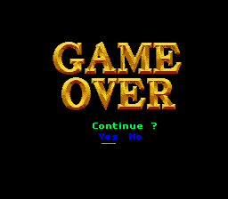 Hook (Genesis) screenshot: Game Over